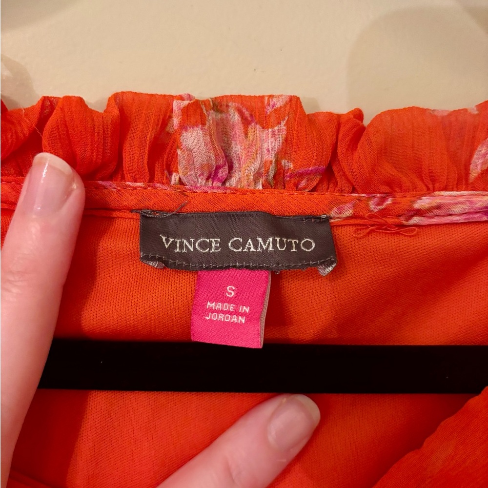 Vince Camuto Floral Tiered V‑Neck Women's Dress in Orange - Summer, Spring - Picture 6 of 6